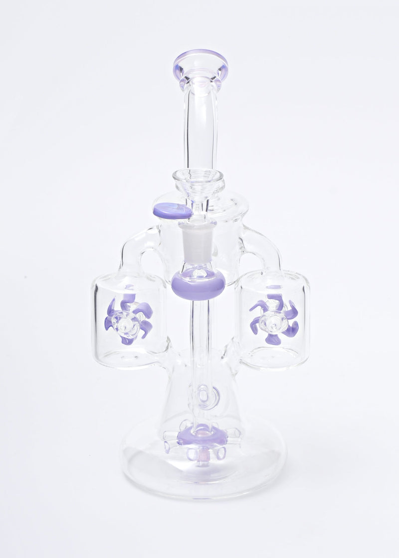 No Label Glass Double Rotating Perc Recycler Dab Rig No Label Glass