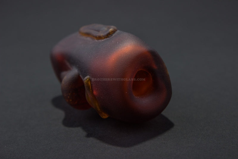 No Label Glass Easter Island Hand Pipe - Amber.