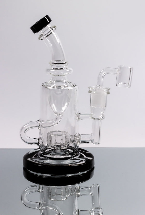 No Label Glass Klein Recycler Dab Rig Color Accents.