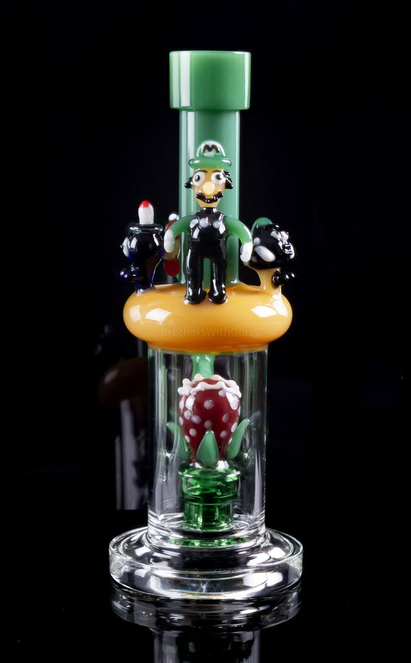 No Label Glass Luigi Character Sculpted Bong.