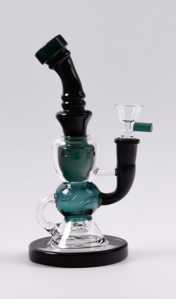 No Label Glass Mini Colored Klein Recycler Dab Rig Teal.