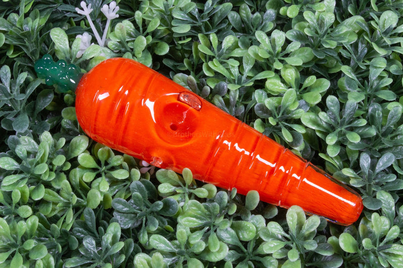 No Label Glass Orange Frit Carrot Hand Pipe.