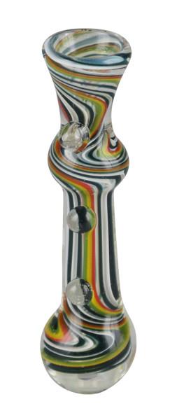 No Label Glass Rasta Chillum Hand Pipe.