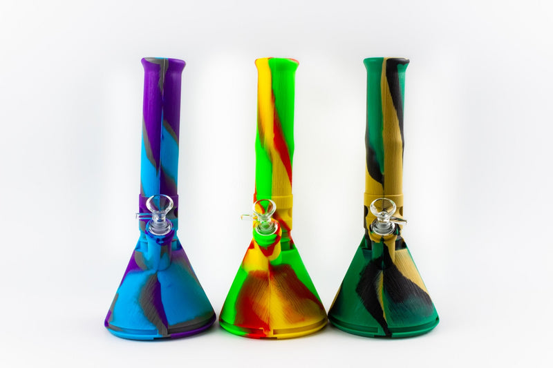 No Label Silicone Full Color Tie Dye Beaker Bong.