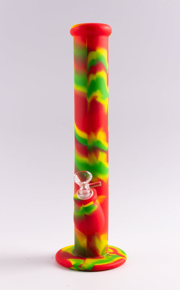 No Label Silicone Full Color Tie Dye Straight Bong.