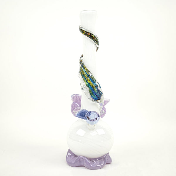 Noble Glass Enamel White Lavender Flower Bong Noble Glass