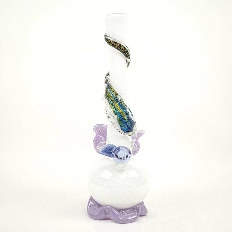 Noble Glass Enamel White Lavender Flower Bong Noble Glass