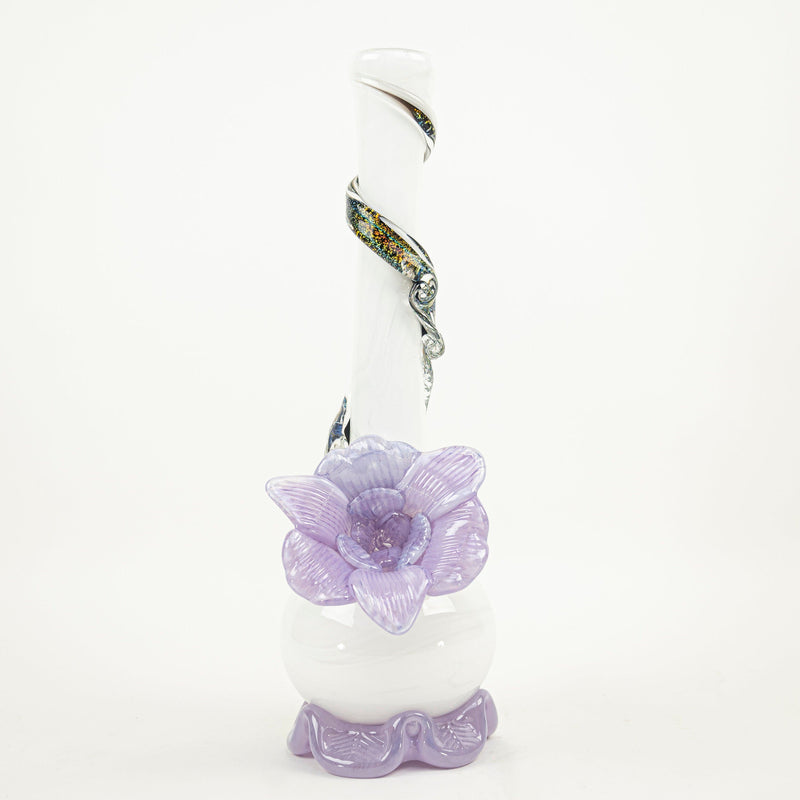 Noble Glass Enamel White Lavender Flower Bong Noble Glass