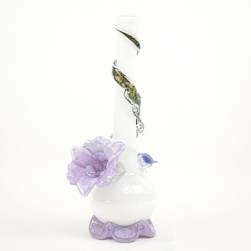 Noble Glass Enamel White Lavender Flower Bong Noble Glass