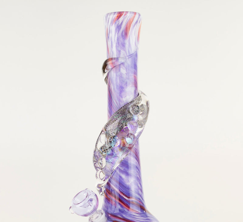 Noble Glass Textured Dichro Violet Ruby Galaxy Swirl Bong Noble Glass