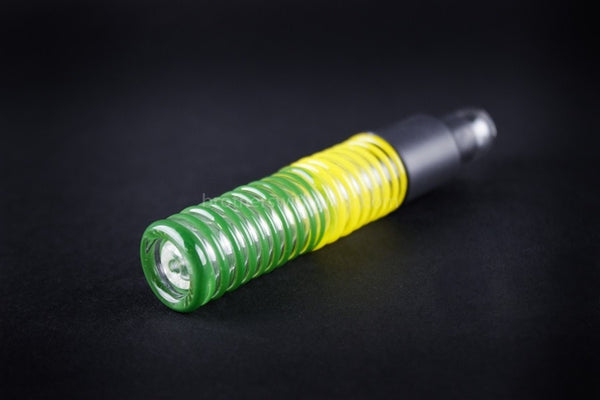 Ohana Glass Wrapped Blunt Hand Pipe - Green and Yellow.