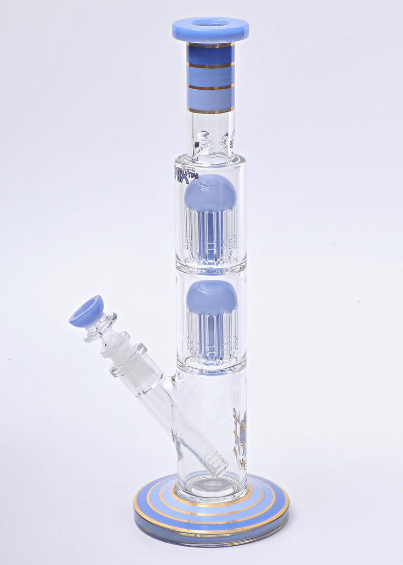 Phoenix Glass Color Accented Double Tree Perc Straight Bong Phoenix Glass