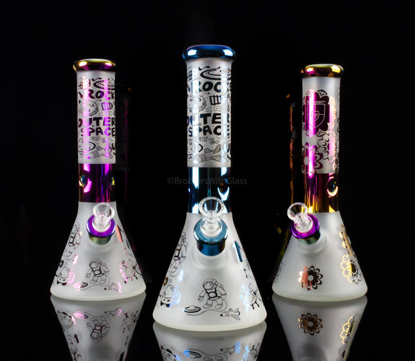 Phoenix Glass Holographic Electroplated Beaker Bong - Various Colors.