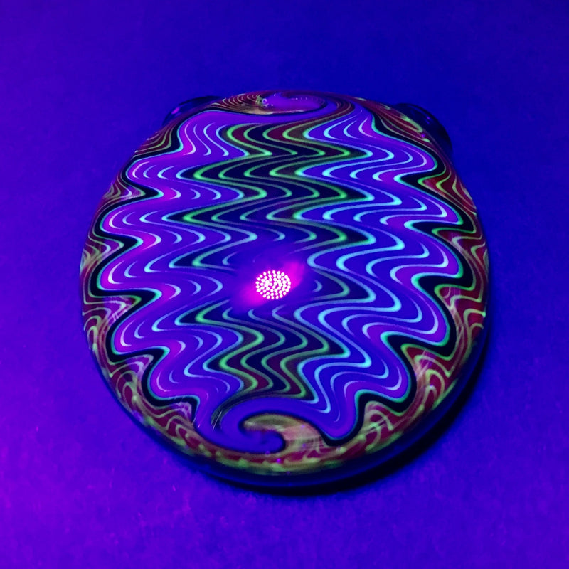 Postal Glass UV Reactive Illuminati Wig Wag Pendant Crushed Opal.