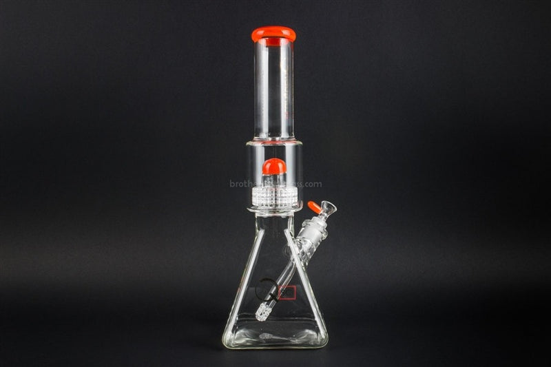 Quantum Sci Glass Pyramid Beaker With Chandelier Perc Water Pipe - Orange.