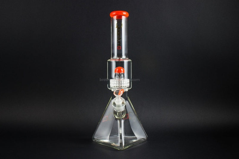 Quantum Sci Glass Pyramid Beaker With Chandelier Perc Water Pipe - Orange.
