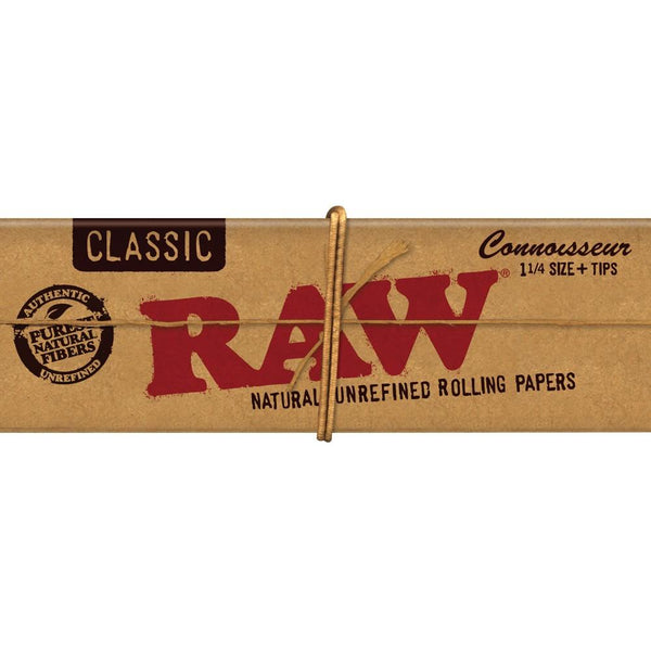 Raw Classic Hemp 1 1/4 Connoisseur Rolling Papers Plus Tips.