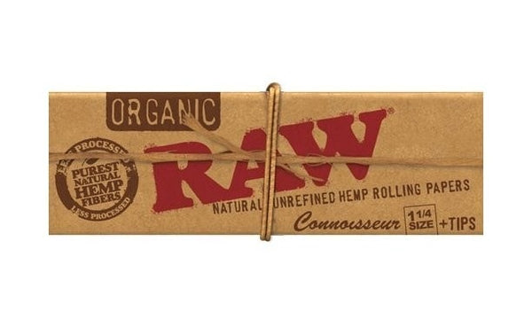 Raw Organic Hemp 1 1/4 Connoisseur Rolling Papers Plus Tips.