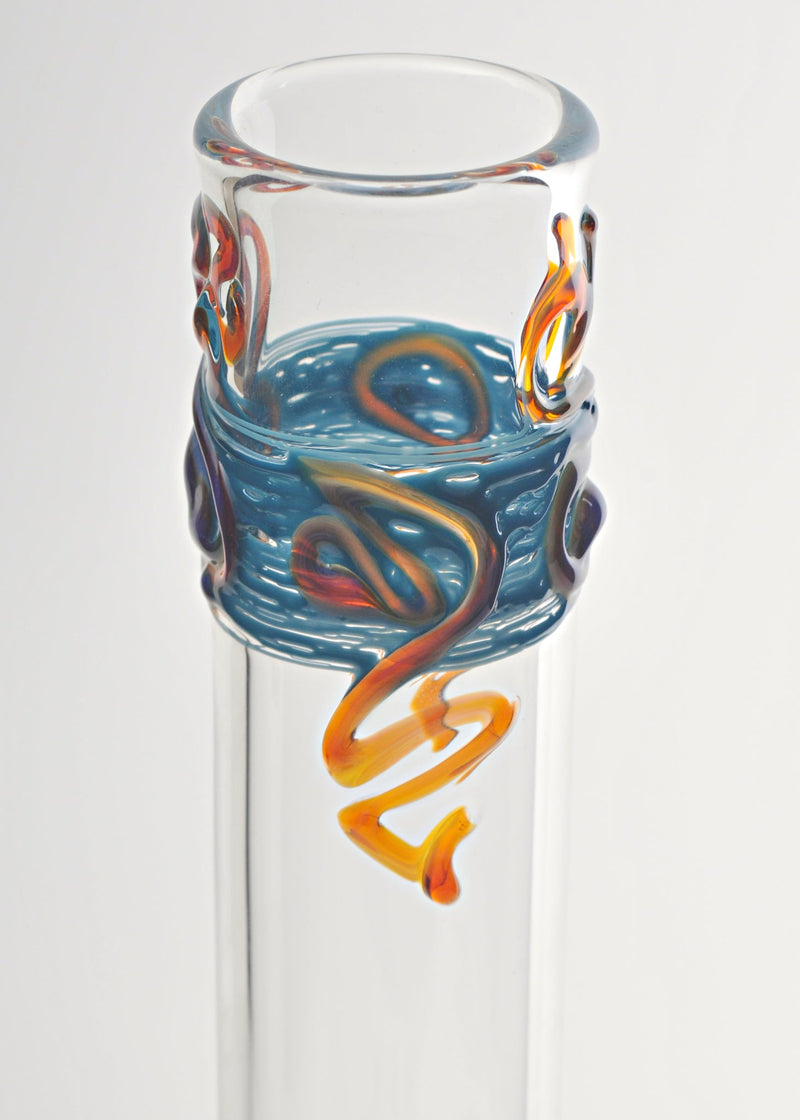 Realazation 12 In Worked Beaker Bong - Teal and Fumed Amber vendor-unknown