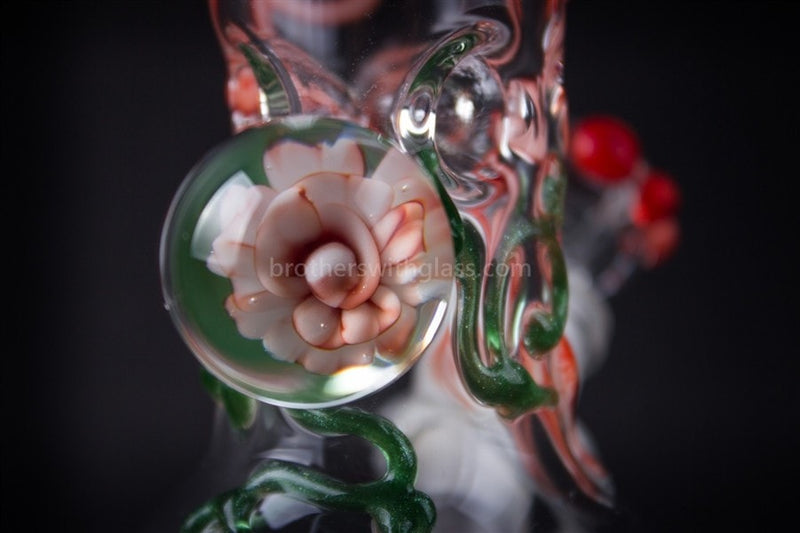 Realazation 16 In Glass Red Rose Marble Beaker Bong.