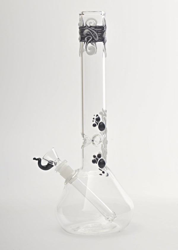 Realazation Glass 12 In Worked Beaker Bong - Black and White vendor-unknown