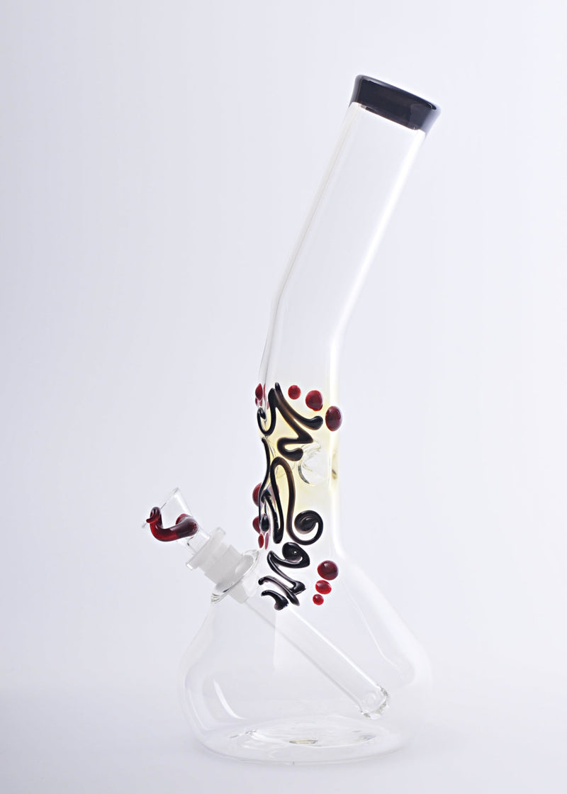 Realazation Glass Worked Bent Neck Beaker Bong - Black and Red vendor-unknown