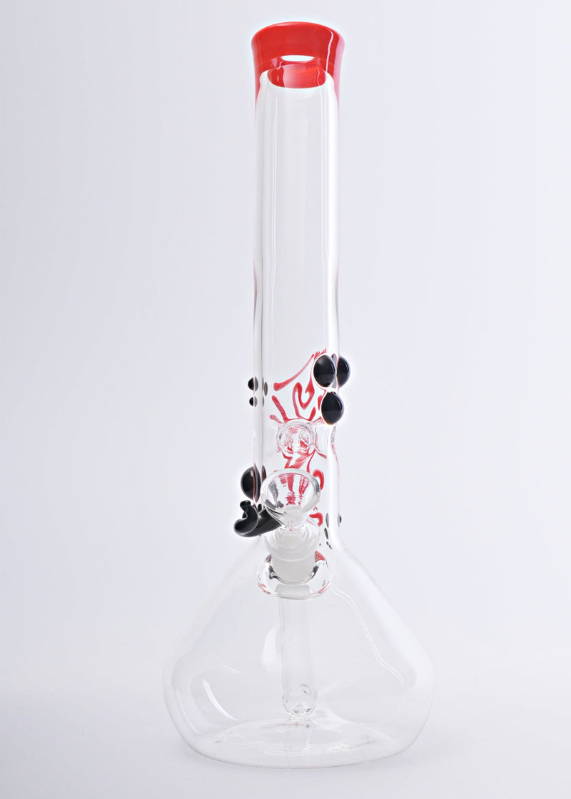 Realazation Glass Worked Bent Neck Beaker Bong - Black and Red vendor-unknown