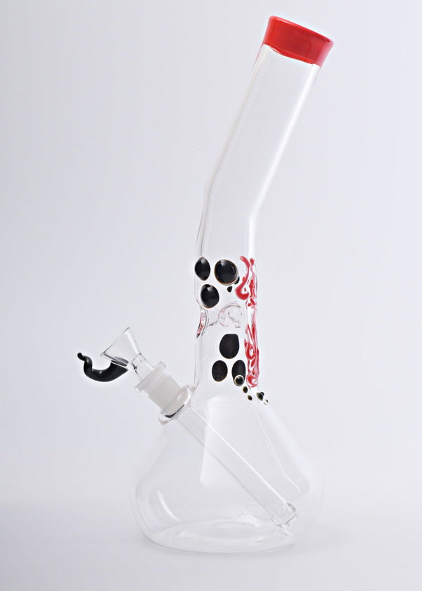 Realazation Glass Worked Bent Neck Beaker Bong - Black and Red vendor-unknown