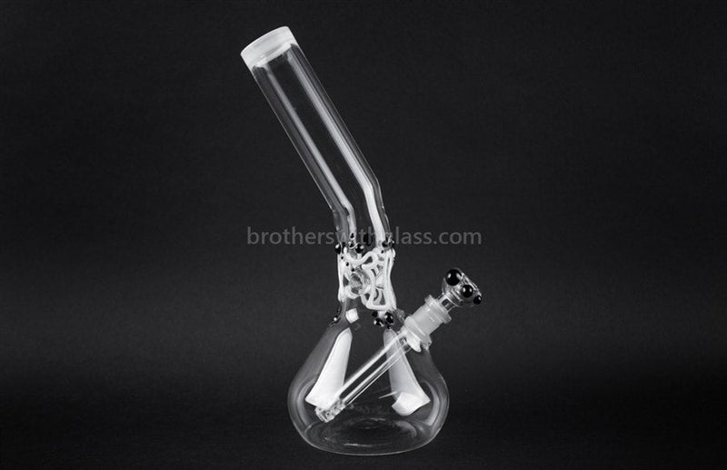 Realazation Glass Worked Bent Neck Beaker Bong - Black and White.