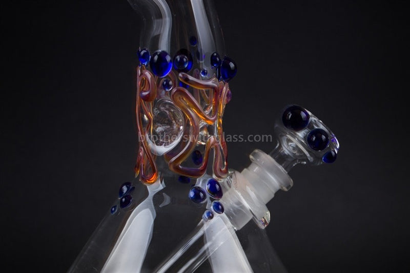 Realazation Glass Worked Bent Neck Beaker Bong - Blue and Amber.