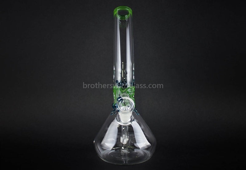 Realazation Glass Worked Bent Neck Beaker Bong - Green And Blue.
