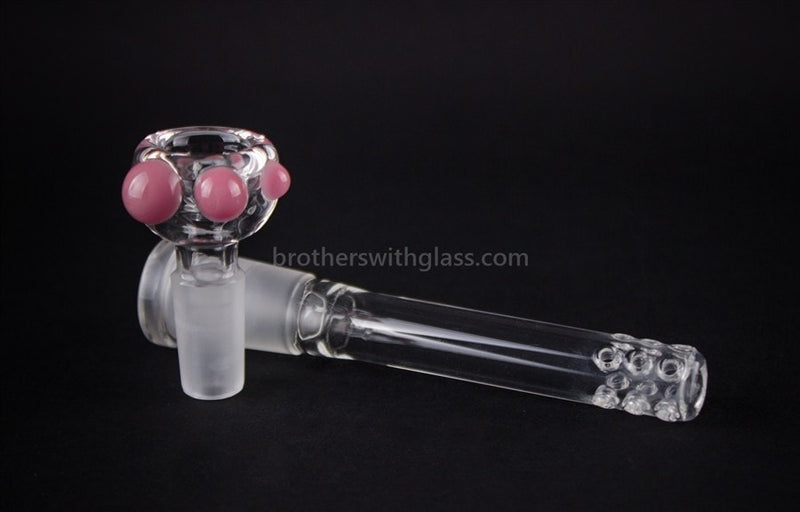 Realazation Glass Worked Bent Neck Beaker Bong - Pink and Green.