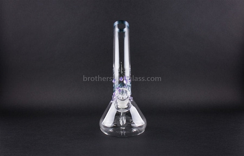 Realization 10 Inch Worked Bent Neck Beaker Bong - Teal and Purple.