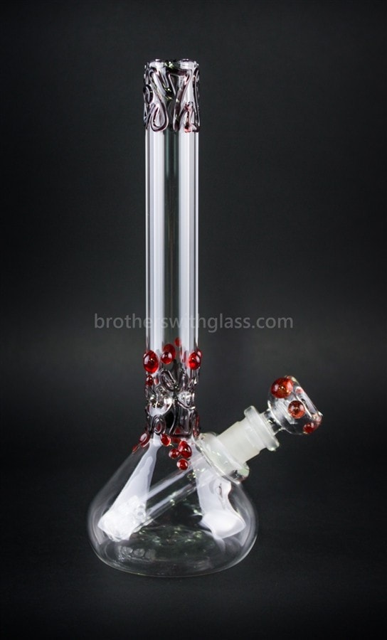 Realization Glass 10 In Mini Beaker Bong - Black and Red.