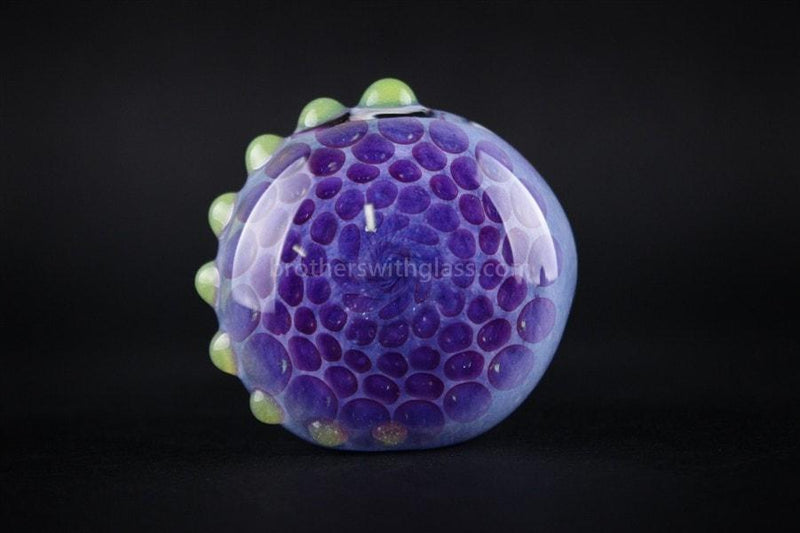Smash Glass Honeycomb Frit Hand Pipe - Blue and Slyme.