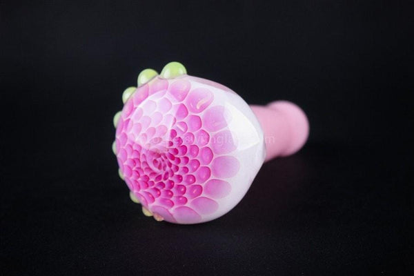 Smash Glass Honeycomb Frit Hand Pipe - Pink and Slyme.