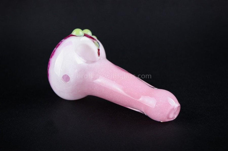 Smash Glass Honeycomb Frit Hand Pipe - Pink and Slyme.
