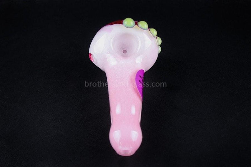 Smash Glass Honeycomb Frit Hand Pipe - Pink and Slyme.