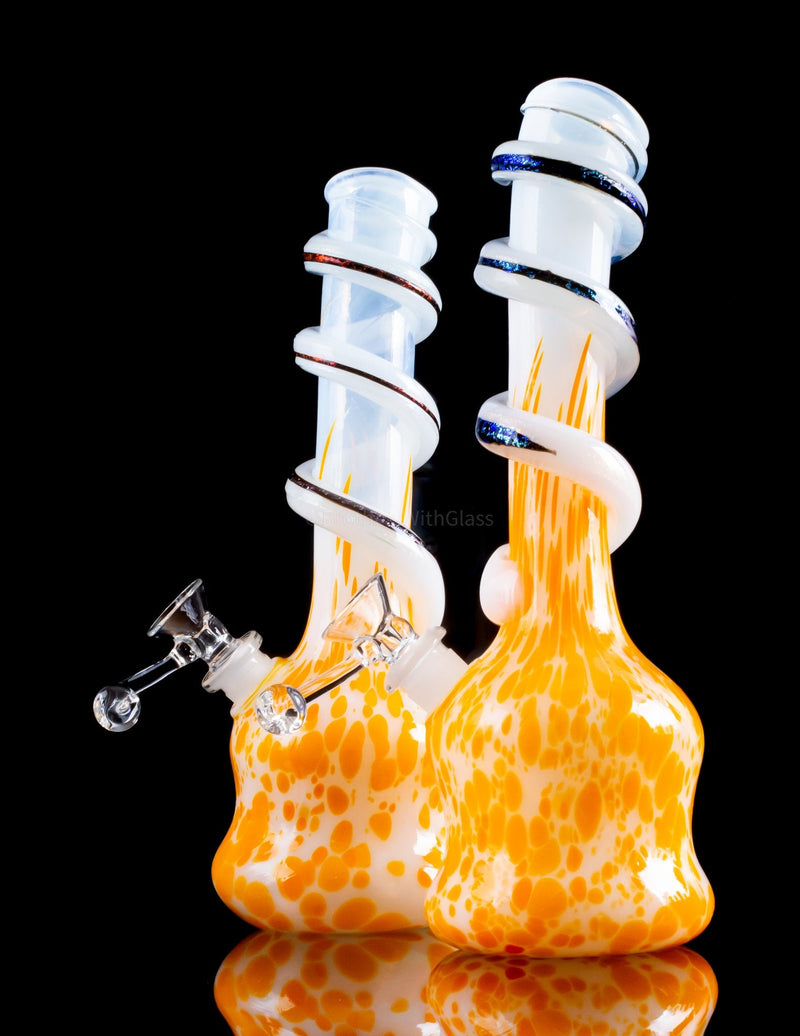 Special K Soft Glass Bell Shape Spiral Dichro Wrapped Bong - Variations.