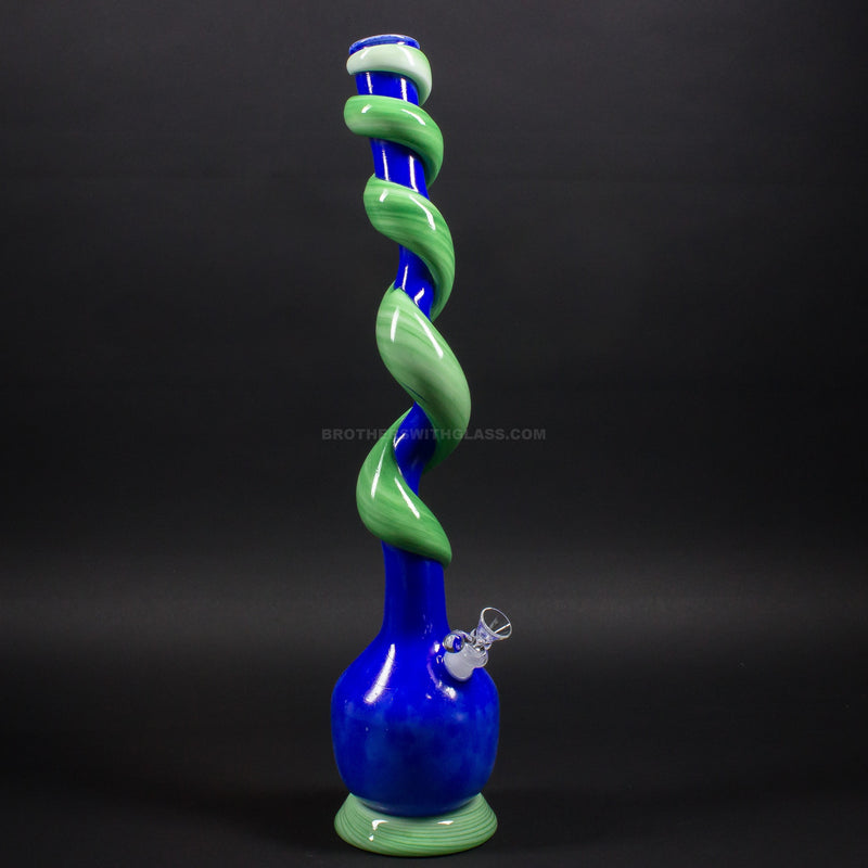 Special K Soft Glass Blue and Green Spiral Neck Bong.
