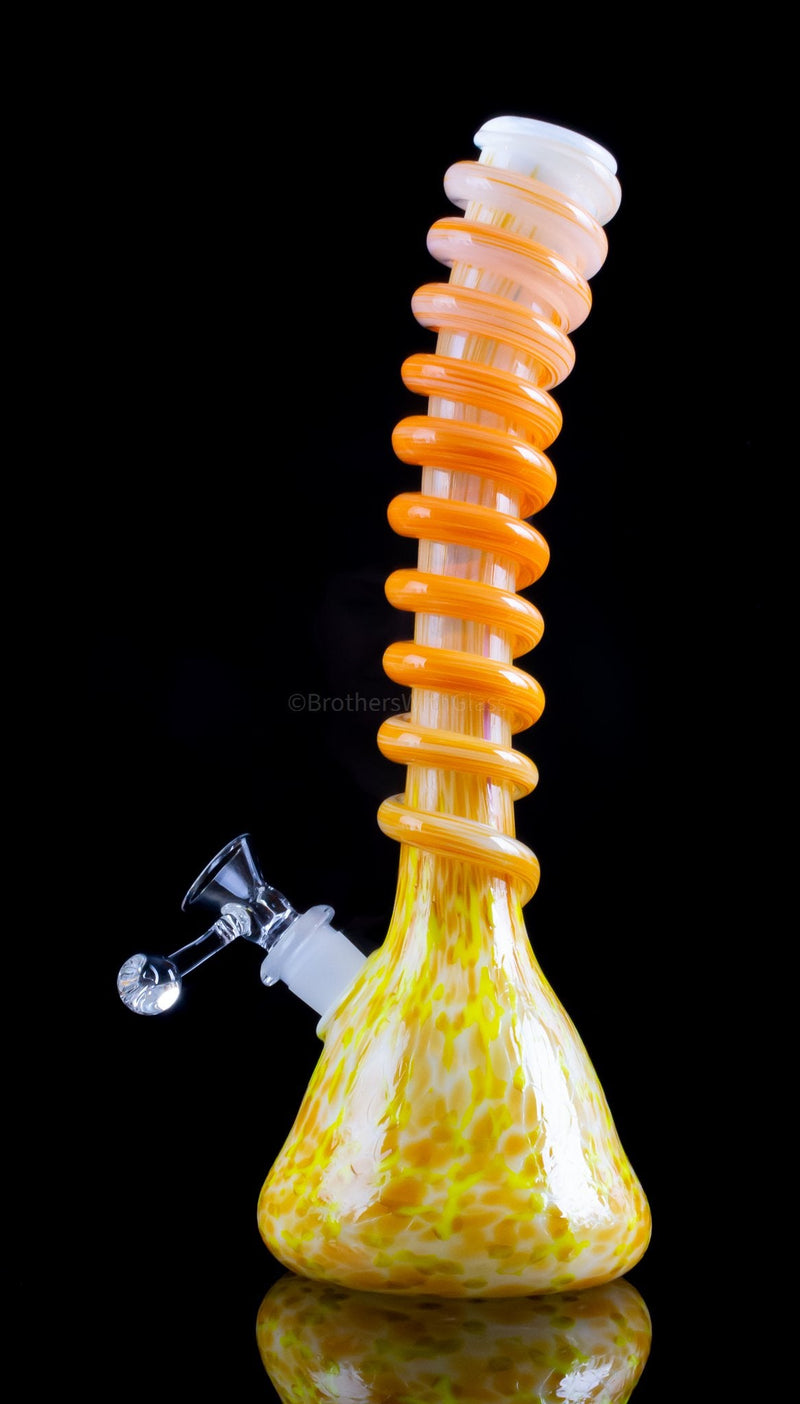 Special K Soft Glass Orange Cream Spiral Neck Beaker Bong.