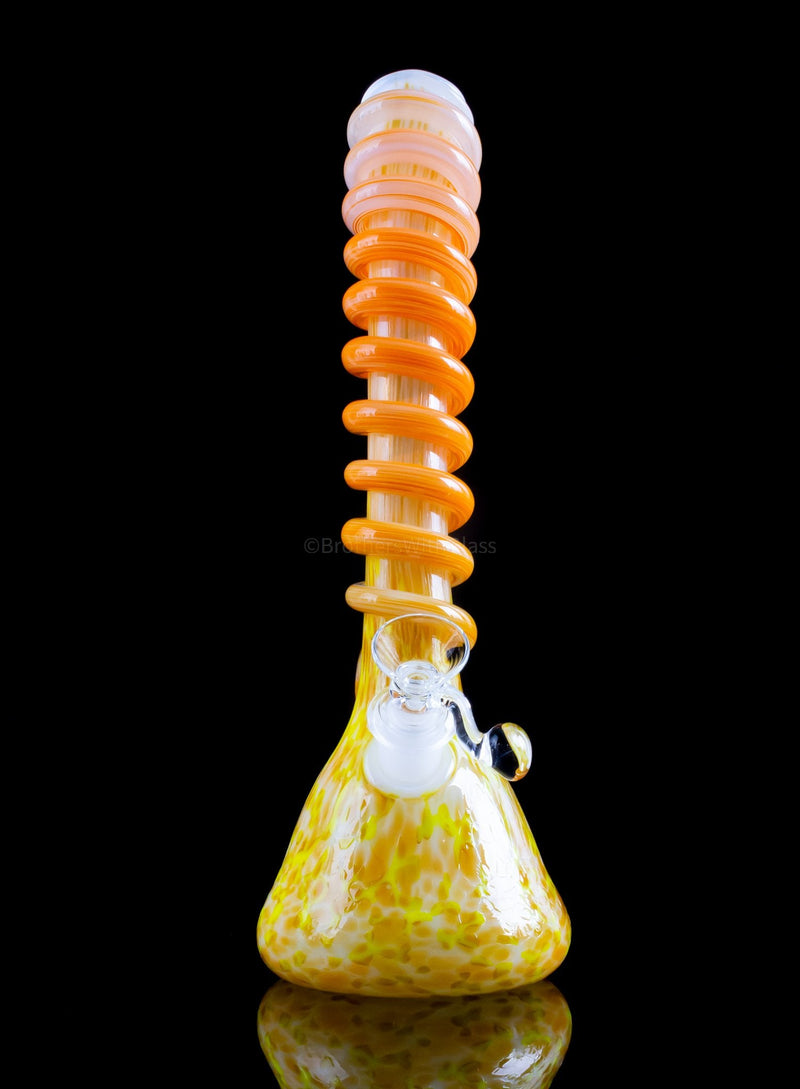 Special K Soft Glass Orange Cream Spiral Neck Beaker Bong.