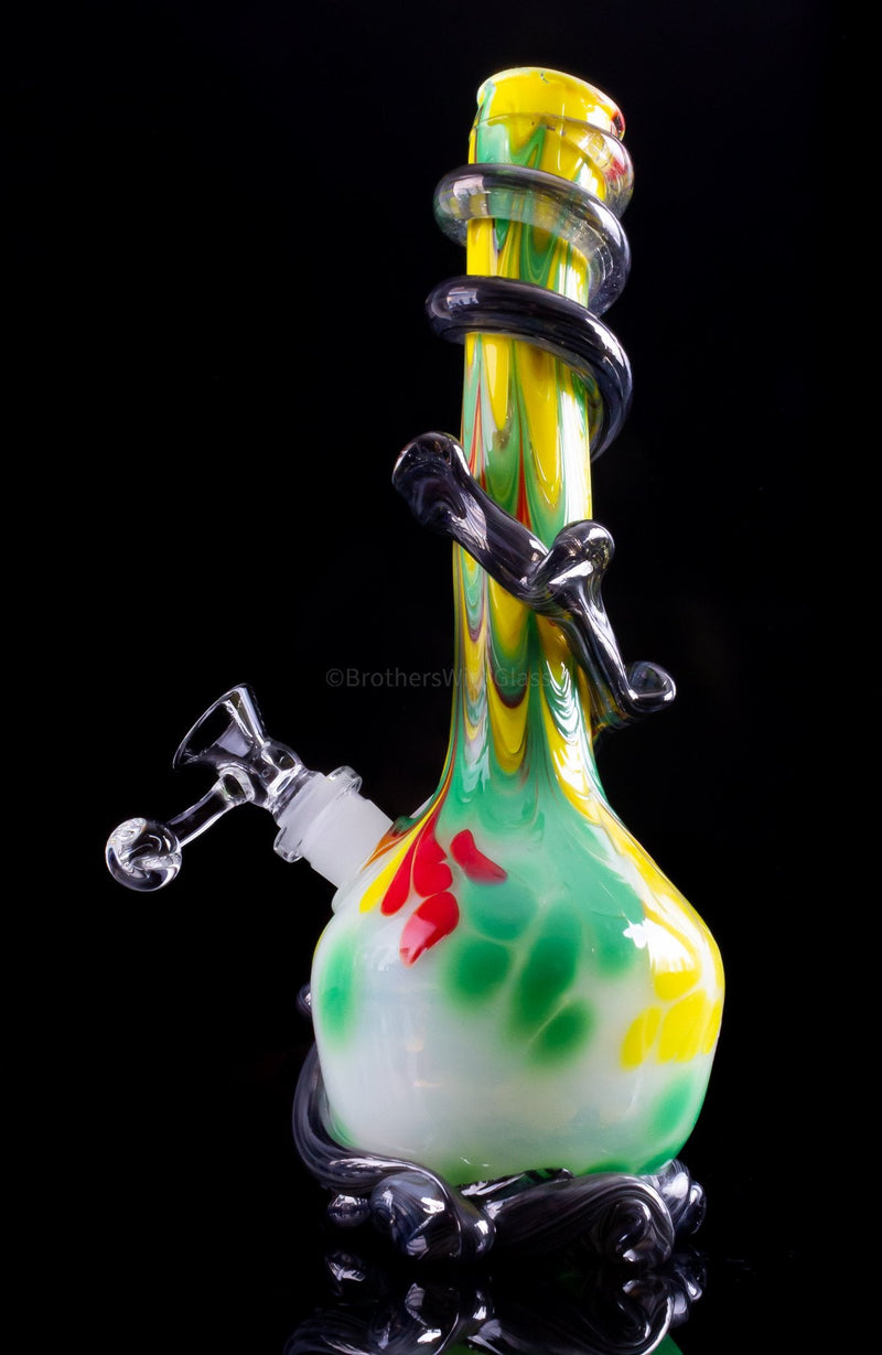 Special K Soft Glass Rasta Worked and Wrapped Bubble Bottom Bong.