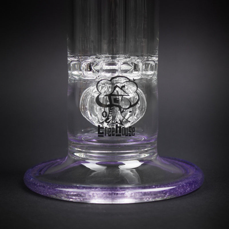 Treehouse Glass Color Wrap Gridded Showerhead to Disc Bubbler Water Pipe - Purple Rain.