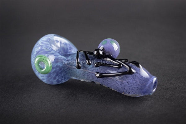 Tweezers Glass Critters On A Log Frit Hand Pipe - Lavender Spider.
